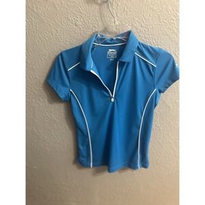 Slazenger Womens Size XS Sleeveless Golf Shirt Blue 1/4 Zip Up‎